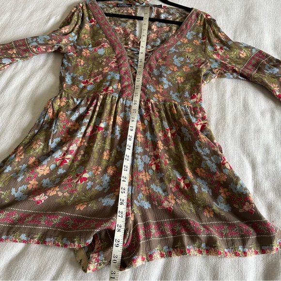 Angie Womens Ditsy Floral Romper Sz L Boho Fairy Grunge Festival Whimsical Gypsy - Picture 6 of 15
